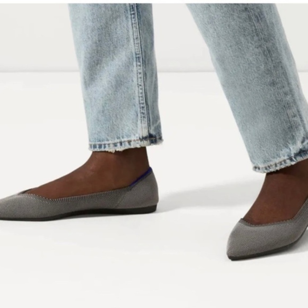 Rothy’s Cloud Gray Birdseye Point Flat Shoes size 8